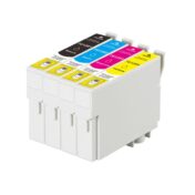 Cartouche d'encre compatible T0711, T0712, T0713, T0714, T0715 pour imprimantes, contenant les couleurs cyan, magenta, jaune et noir.