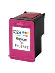 Cartouche d'encre 302XL couleur, remplace F6U67AE, compatible avec plusieurs imprimantes.