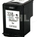 Cartouche d'encre noire 338, remplace C8765E, compatible avec plusieurs imprimantes.
